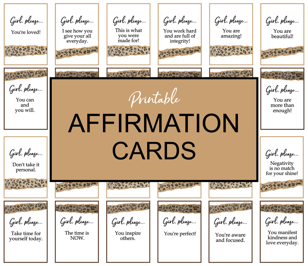 "Girl, Please..." Affirmation Cards - instant download
