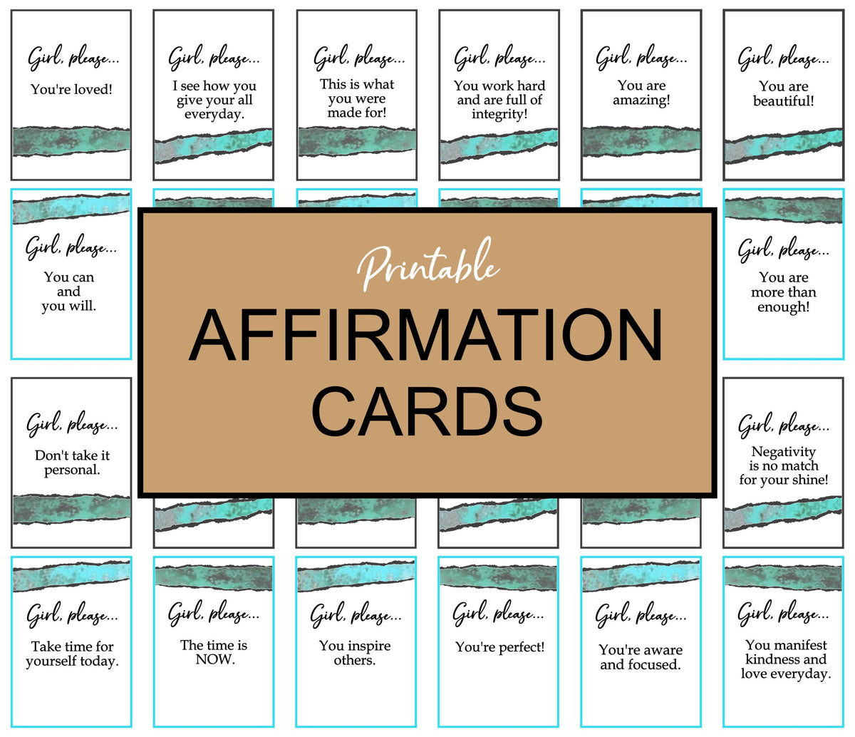 "Girl, Please..." Affirmation Cards - instant download
