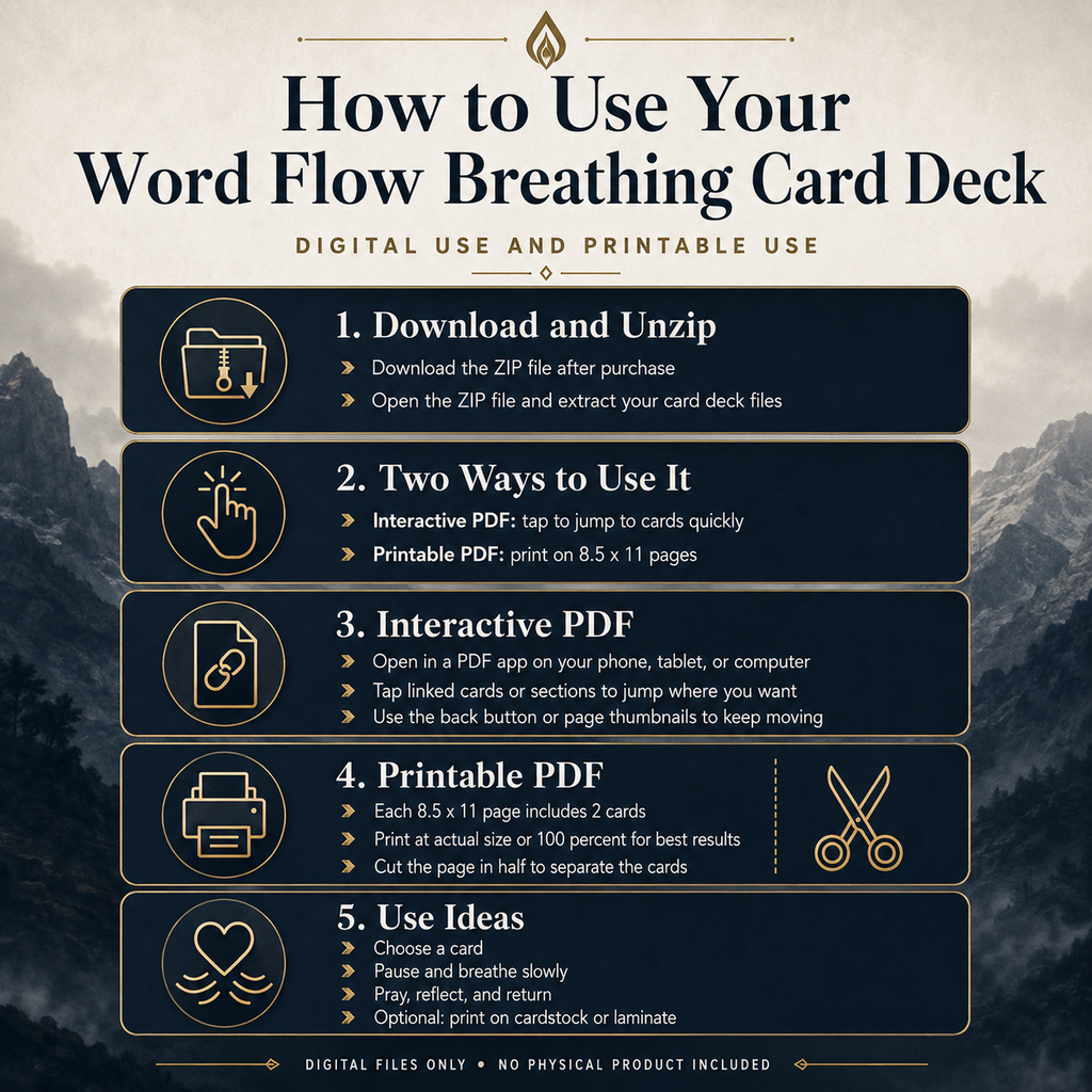 Stand Firm - Men's Word Flow Breathing  7 Card Mini Deck includes Free RENEWED E-book